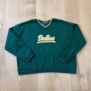 Edikted Sweatshirt V Neck Dallas Size XL Green Yellow